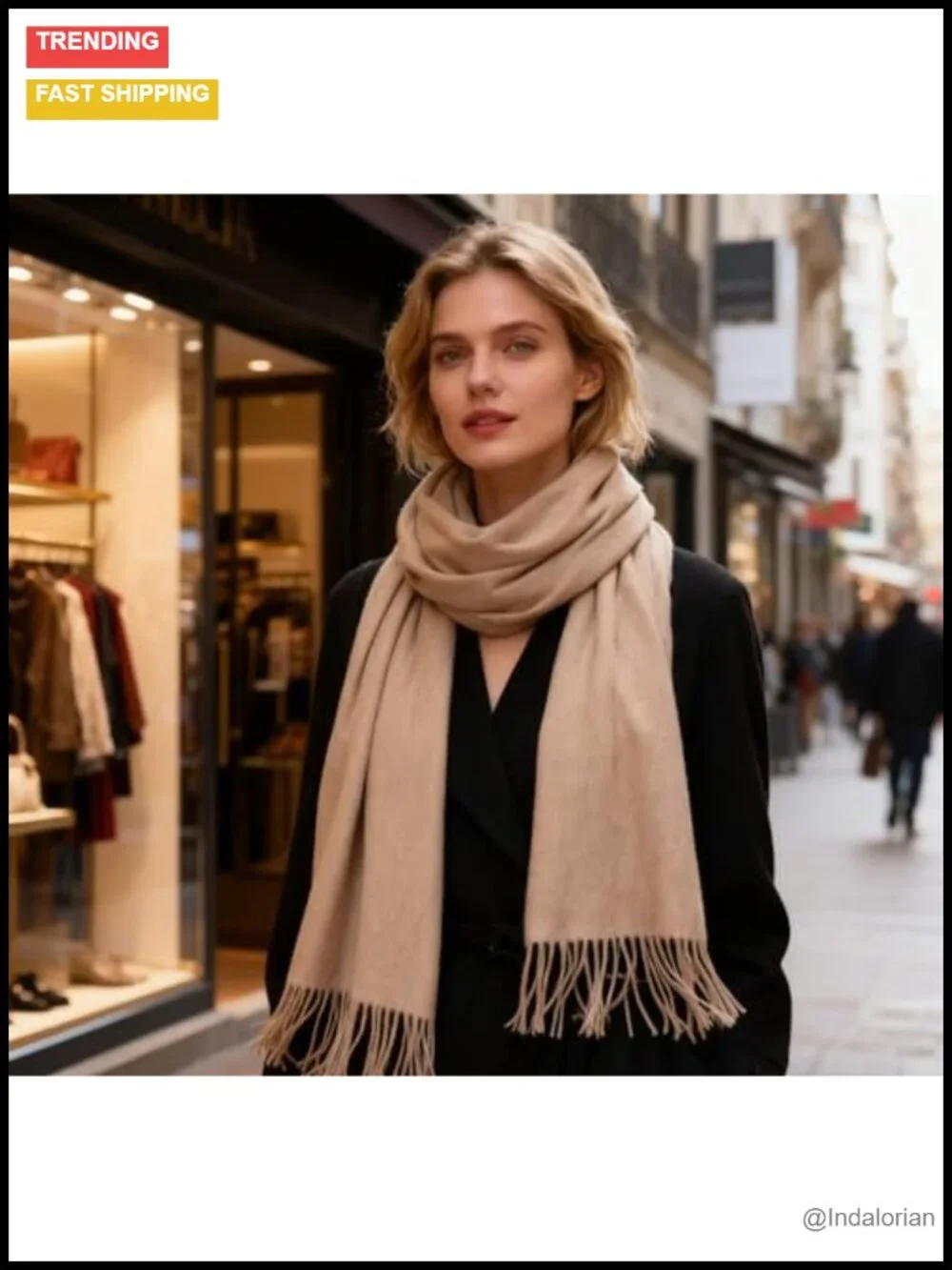 Soft Chunky Winter Scarf with Tassels Extra Long 80x18 Inches